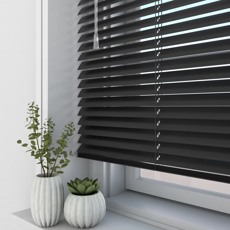 0049 Satin Black Venetian Blinds | Newblinds.co.uk