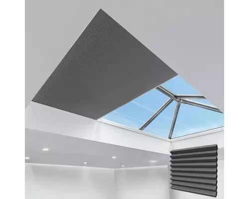 Electric Pleated Skylight Blinds LUNA CHARCOAL 25MM