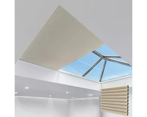 Electric Pleated Skylight Blinds LUNA TAUPE 25MM